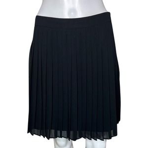 Loft Skirt Womens 0 Black A-Line Pleated Casual Office Preppy Neutral Minimalist